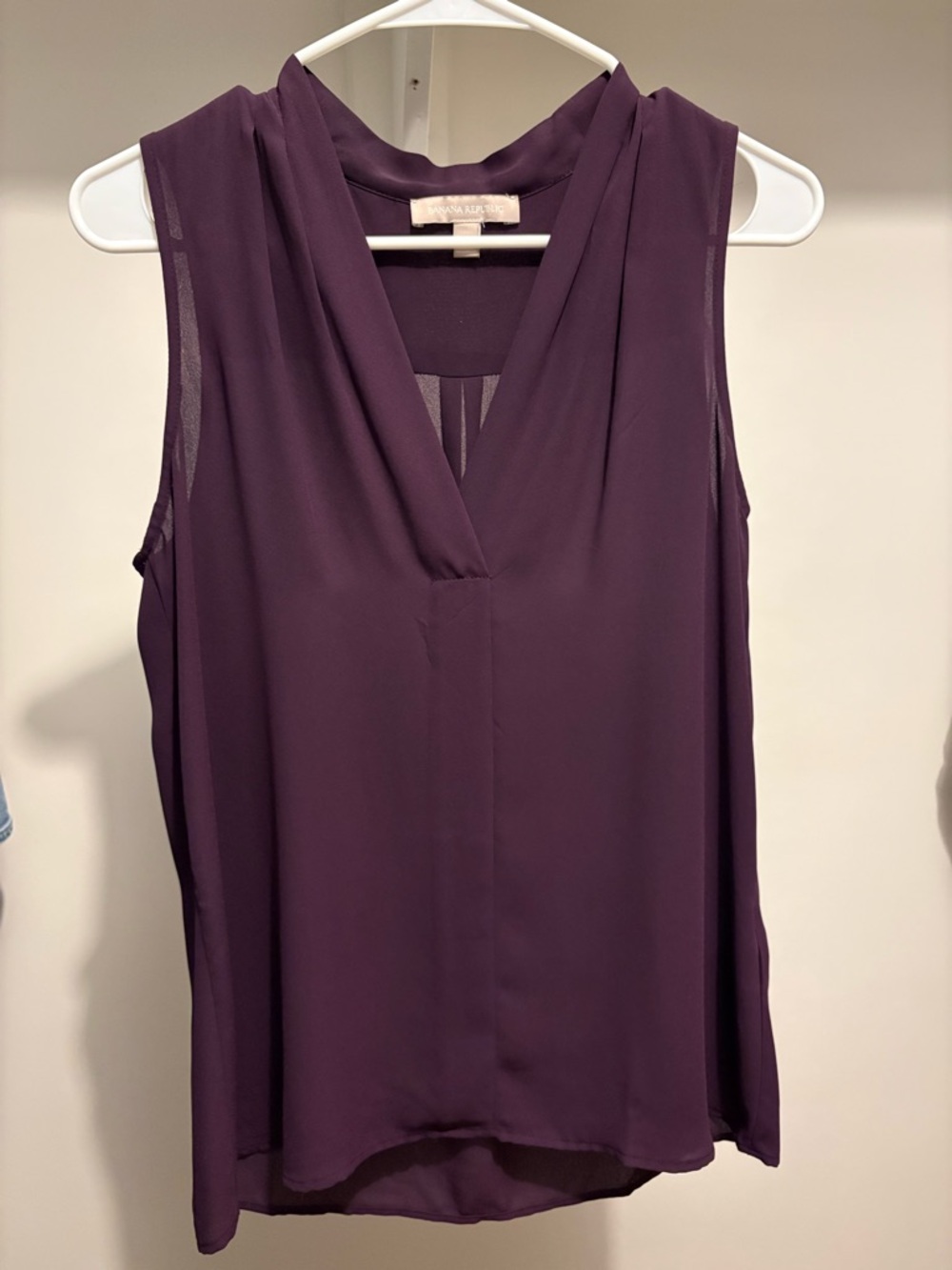 Banana Republic Sleeveless V-Neck Blouse - Deep Plum